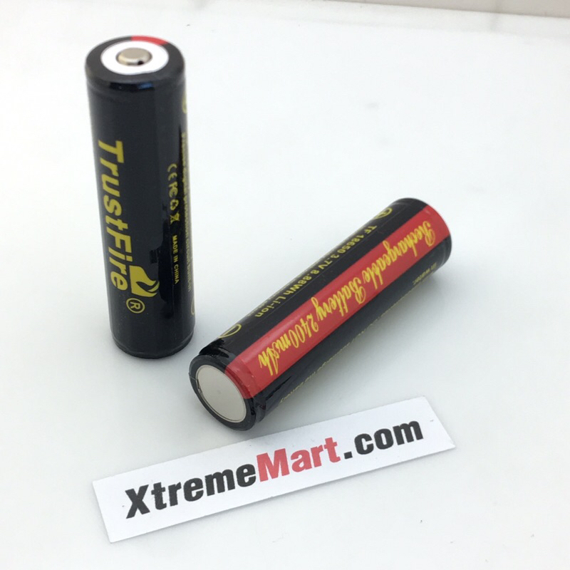 ภาพสินค้าแบตเตอรี่ TrustFire 18650 3.7V 2400mAh Protected Rechargeable Lithium Battery (ราคาต่อก้อน) จากร้าน xtrememart บน Shopee ภาพที่ 2