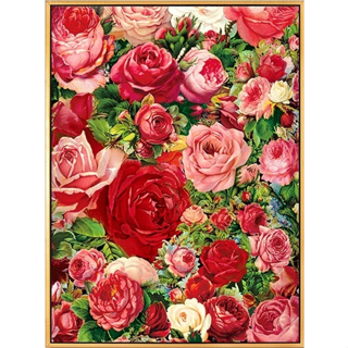 *พร้อมส่ง* ชุดปักครอสติชพิมพ์ลาย ดอกกุหลาบ ดอกไม้ (pink red rose cross stitch kit)