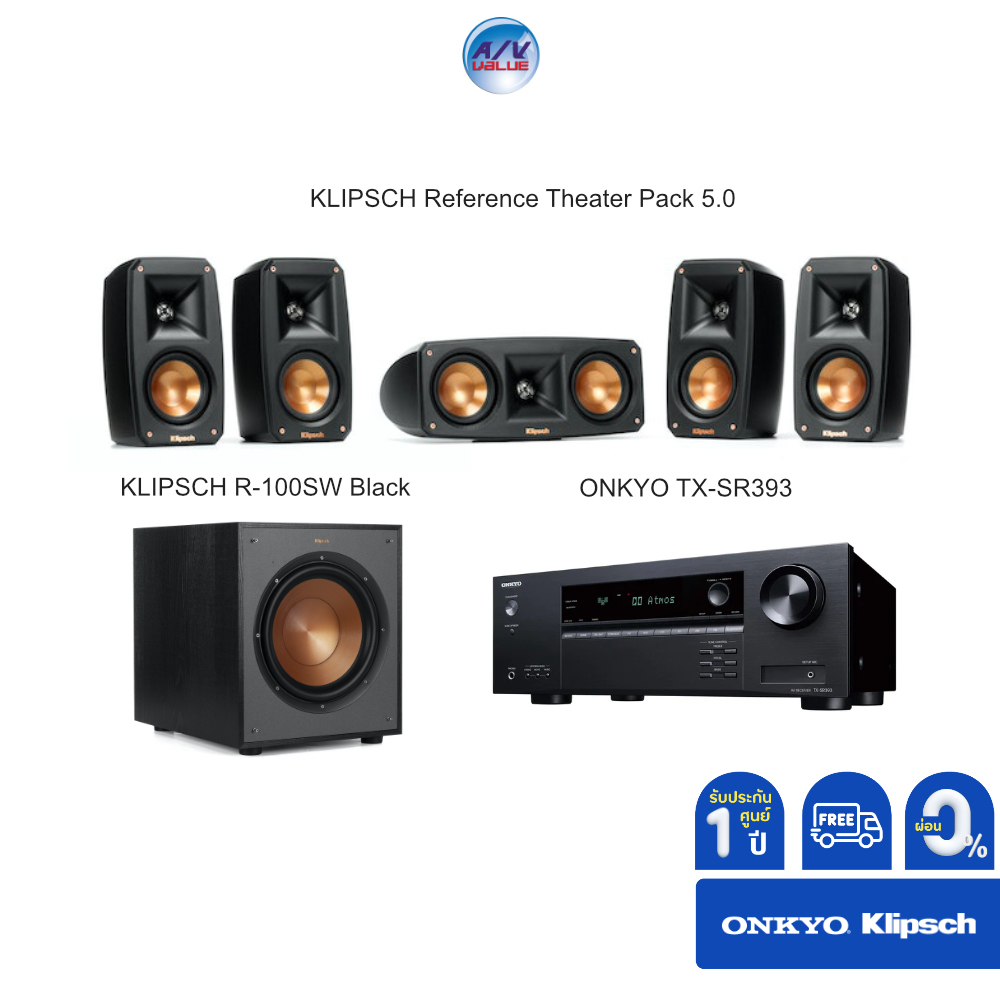 onkyo-tx-sr393-klipsch-home-theater-set-avr-speaker-set-subwoofer-ผ่อน-0