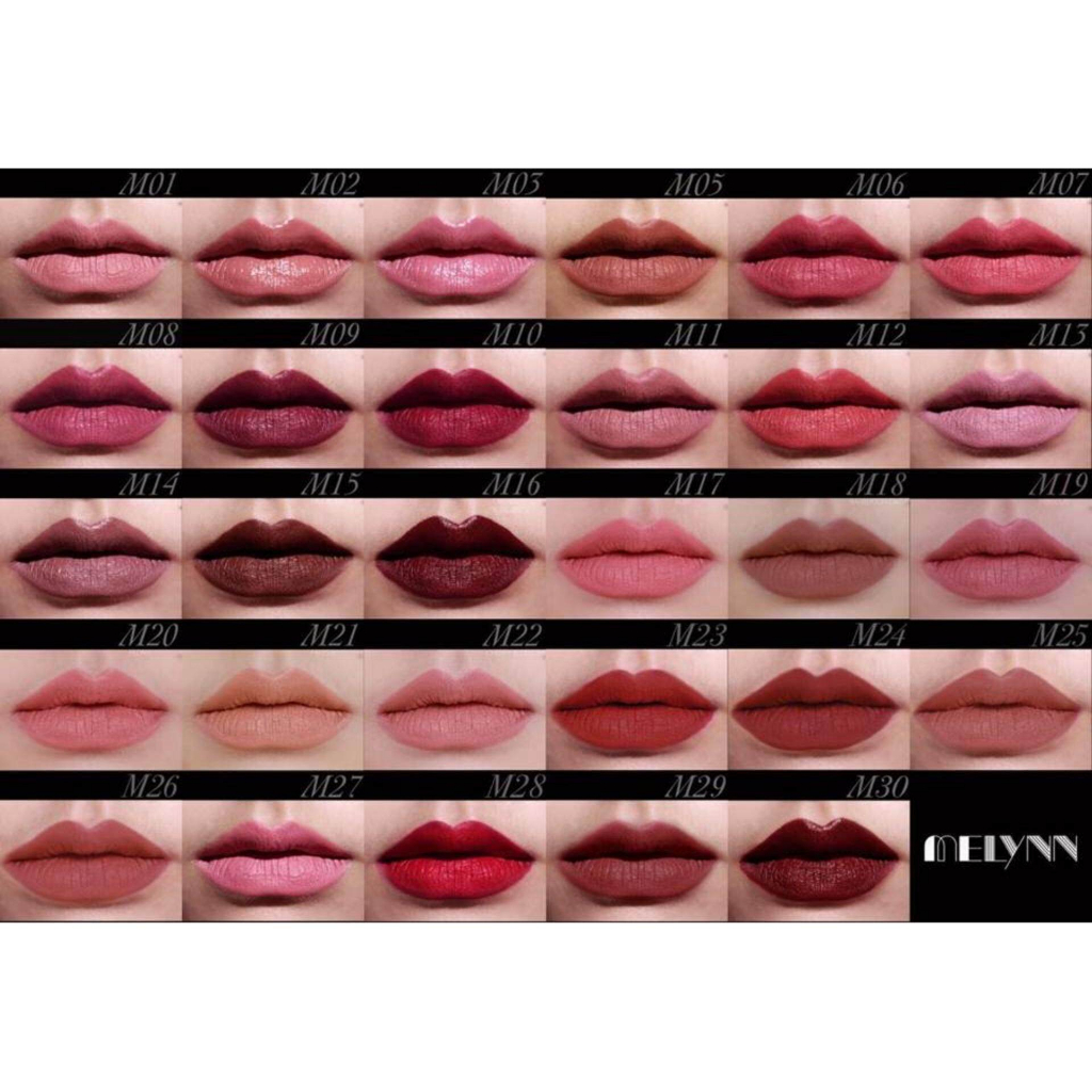 melynn-stunning-party-mattevelvet-lipstick-มีลิณณ์-ลิฟสติก-สีชัด-สวย-ไม่ตกร่อง-ลิปทาปาก-ลิปสติก-26-เฉดสี