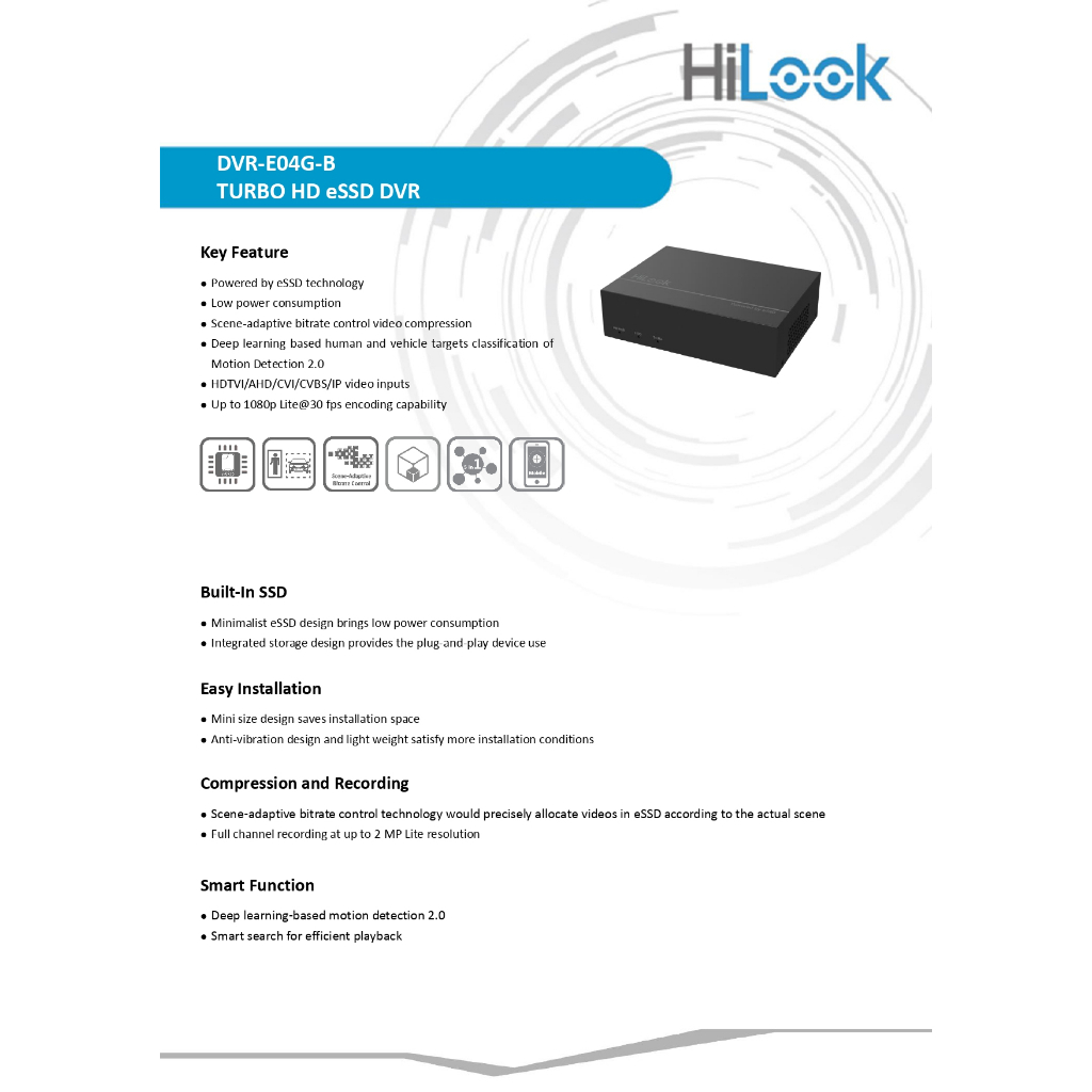 hilook-เครื่องบันทึกภาพกล้องวงจรปิด-4ch-1080p-lite-1u-h-265-essd-dvr-รุ่น-dvr-e04g-b