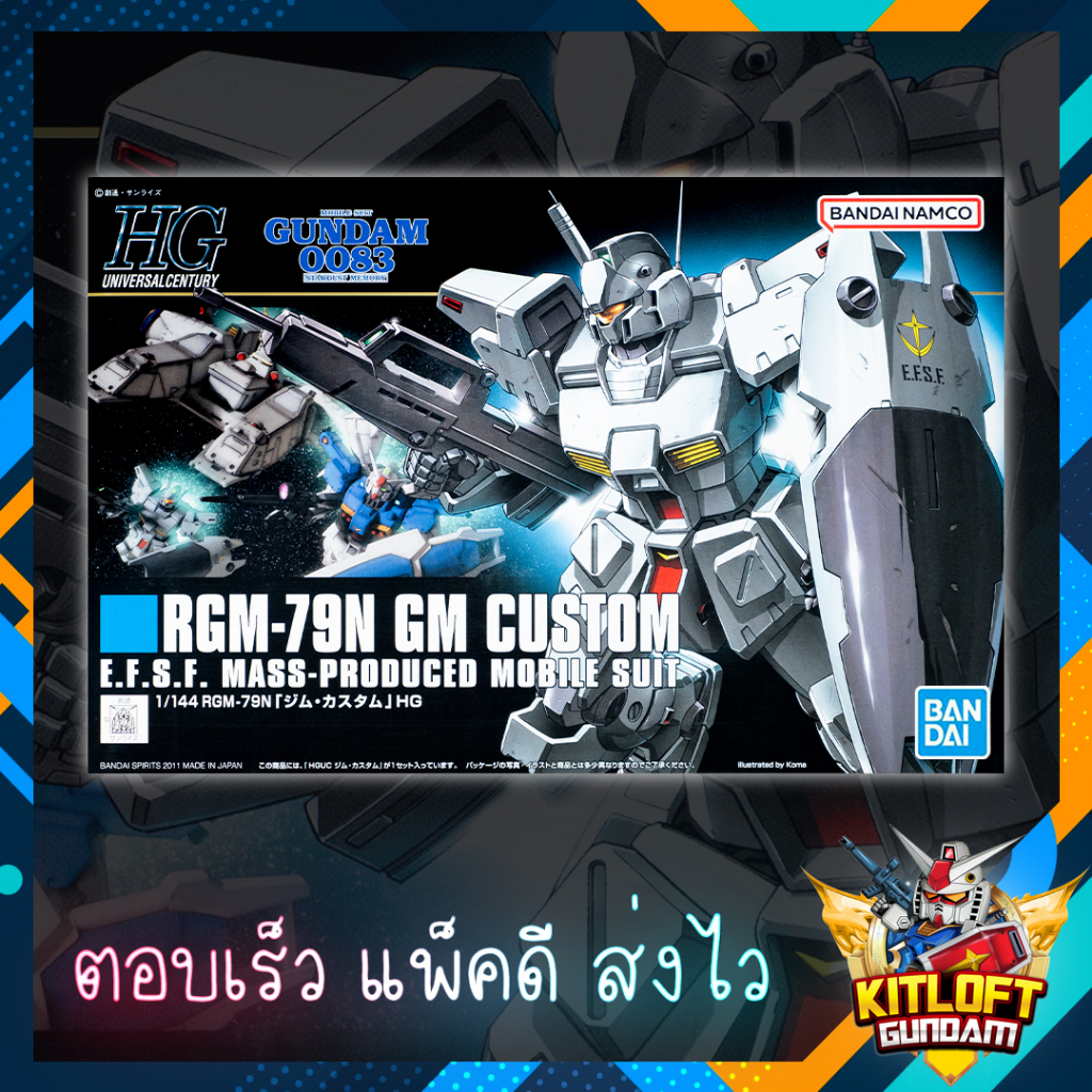 Bandai HGUC 1/120 Gundam RGM-79N GM Custom - Kit Modello In Plastica 29x19x6 Cm - Modellismo Fantasy Per Adolescenti E Adulti