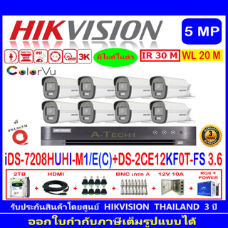 กล้องวงจรปิด Hikvision ColorVu 5MP รุ่นDS-2CE12KF0T-FS 3.6mm (8)+iDS-7208HUHI-M1/E+2H2JBP.AC