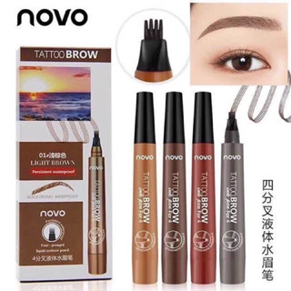 ปากกาเขียนคิ้ว โนโว่ novo tattoo brow Tint My 4 - Tip Brow หัวปากกาสักคิ้ว 4 มิติ แฉก กันน้ำ