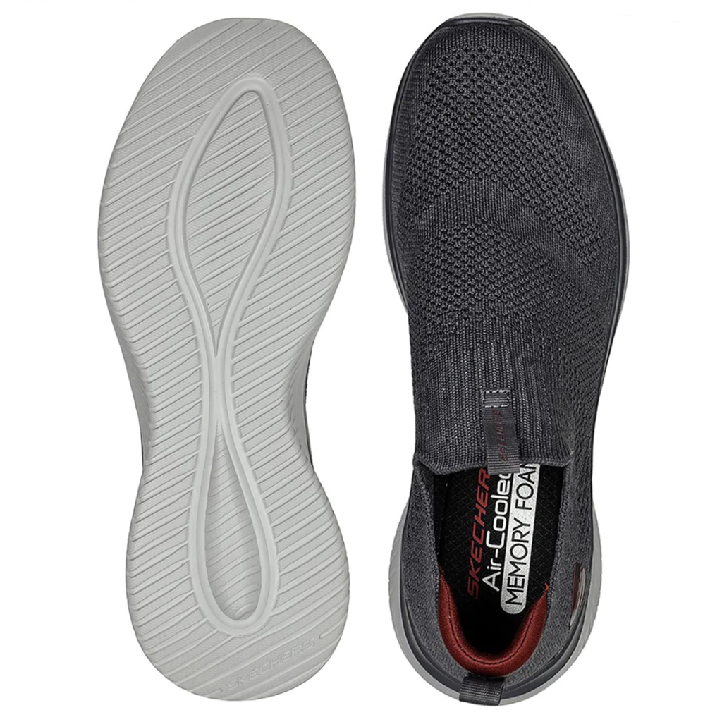 โปรฯ-1-800-แท้-ช็อปไทย-skechers-ultra-flex-demcheck-รองเท้าผ้าใบ-ผู้ชาย-สลิปออน-ผ้ายืด-ใส่ทำงาน-232337-สีเทา