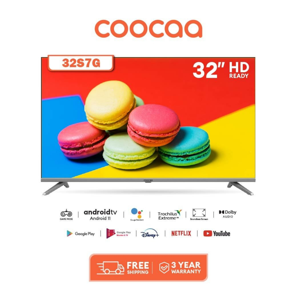 รูปภาพสินค้าแรกของCOOCAA 32S7G ทีวี 32 นิ้ว Android TV HD โทรทัศน์ รุ่น 32S7G Android 11.0