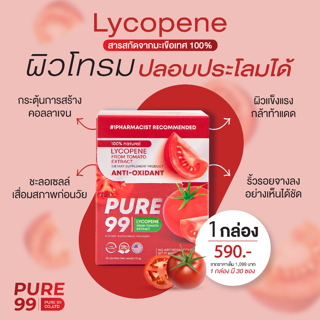 ภาพสินค้าPure99 Lycopene 30000 mg 2 กล่อง จากร้าน pure99_official บน Shopee ภาพที่ 4