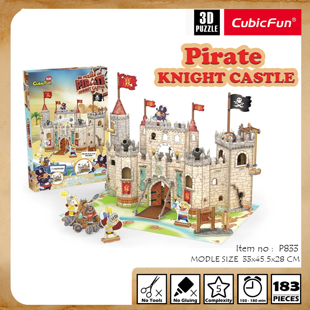 จิ๊กซอว์-3-มิติ-ปราสาทโจรสลัด-pirate-knight-castle-p833-แบรนด์-cubicfun-ของแท้-100-สินค้าพร้อมส่ง