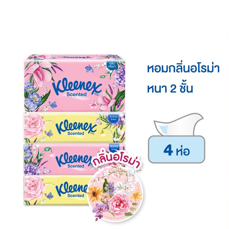 กระดาษเช็ดหน้า-kleenex-scented-110-แผ่น-แพ็ค4-กระดาษทิชชู่-กระดาษเช็ดทำความสะอาด-กระดาษชำระอเนกประสงค์