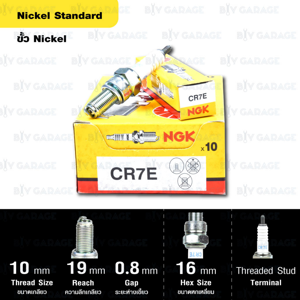 หัวเทียน-ngk-รุ่น-nickel-standard-ขั้ว-nickel-cr7e-mio-125i-125rr-125imx-t-max-xp500-burgman200