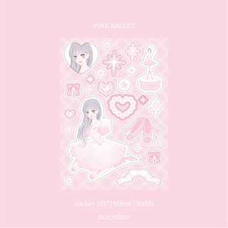 girls pink ballet sticker สติกเกอร์ไดคัท