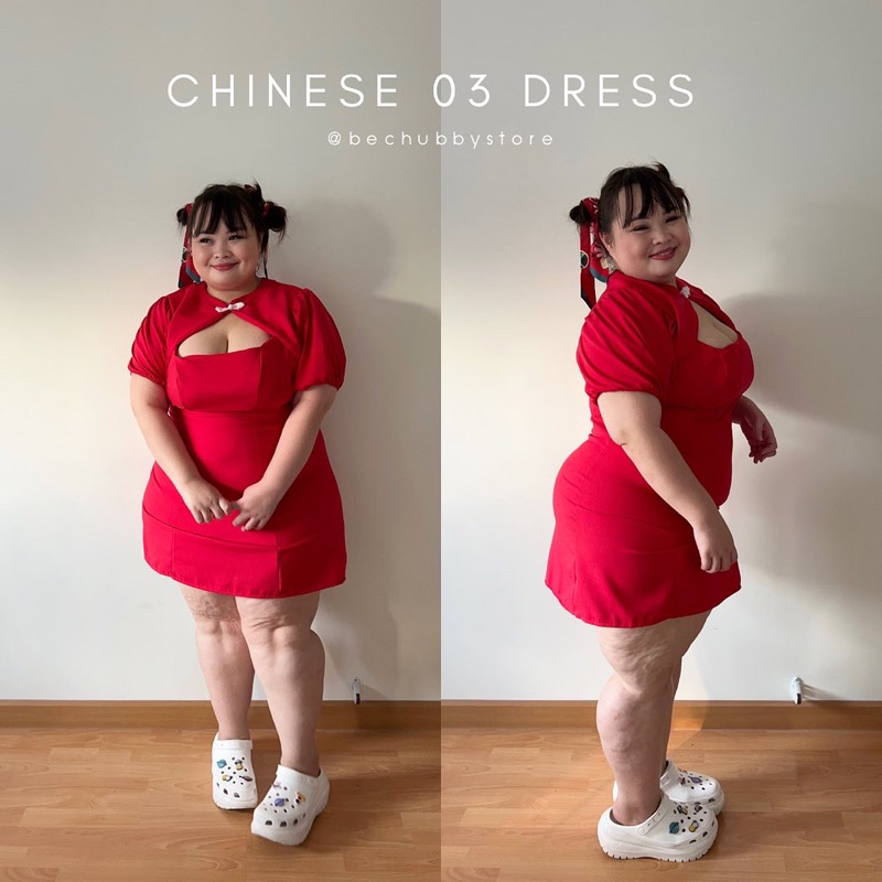 chinese-03-dress-เดรสตรุษจีนสีแดง-เดรสตรุษจีนสาวอวบ-เดรสตรุษจีนไซต์ใหญ่