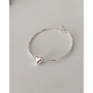 (โค้ด X8SFXJ ลด 20%) A.piece  กำไลเงินแท้ [all silver 925] Heart silver bracelet(103)