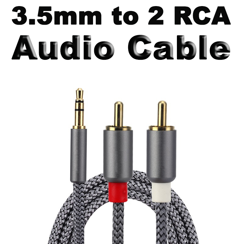 ภาพหน้าปกสินค้าสายลำโพงแบบดี Audio Cable 3.5mm to 2 RCA Adapter Splitter for TV Box Home Theater Speaker Wire 1/1.8/3/5m.