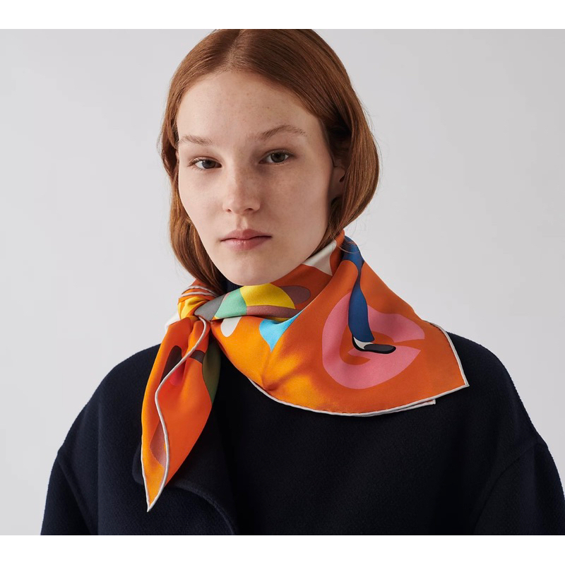 hommage-a-gene-kelly-scarf-70-ผ้าพันคอ-hermes-สีส้มสวยตาแตก