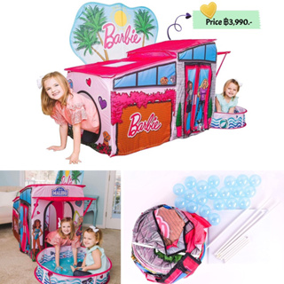 Sunny Days Entertainment Barbie Dreamhouse Pop Up Tent - Over 7 Feet Long - Includes Ball Pit and 20 Play Balls