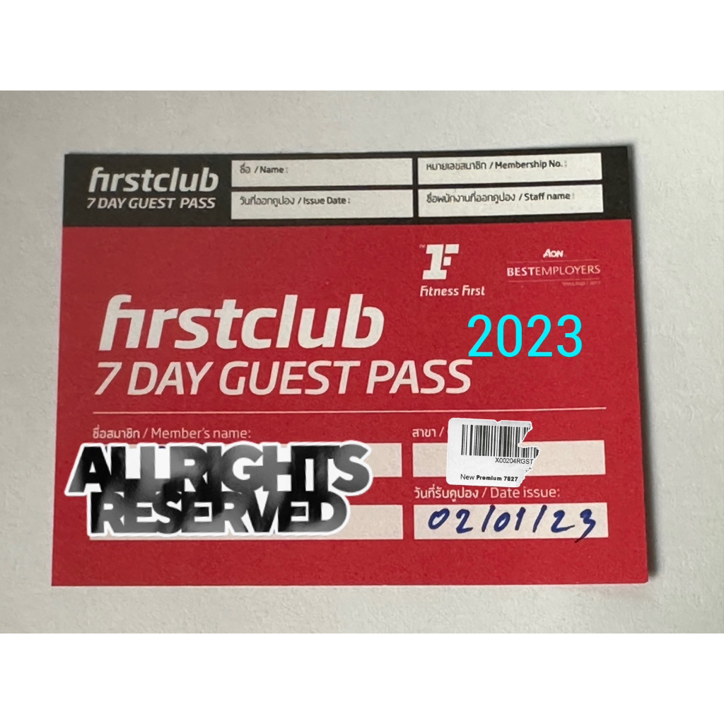 รูปภาพสินค้าแรกของFirstclub 7 Day Guest Pass Fitness First (All Club)