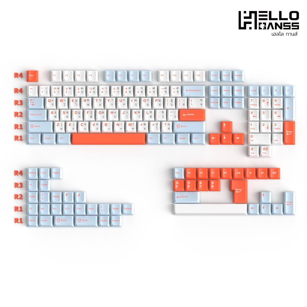 โค้ด-30wow11-ลด200-keycap-hello-ganss-keycap-คีย์แคปภาษาไทย-premium-pbt-double-shot-cherry-profile-helloganss