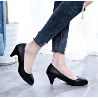 รองเท้าคัทชูมีส้นสำหรับสุภาพสตรี รองเท้าคัทชูคุณผู้หญิง สีดำ มีส้น ส้นสูง 2.5cm ไซส์ 37/38/39/40