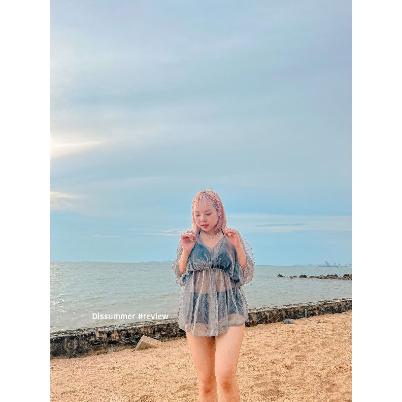 Dis Summer ชุดว่ายน้ำ เซต3ชิ้น คลุมวิ้ง | Shopee Thailand