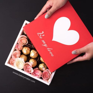 กล่องหัวใจ ฝาครอบ 1 ใบ Be my Love / กล่องคุกกี้ กล่องของขวัญ วาเลนไทน์ Valentines day gift box
