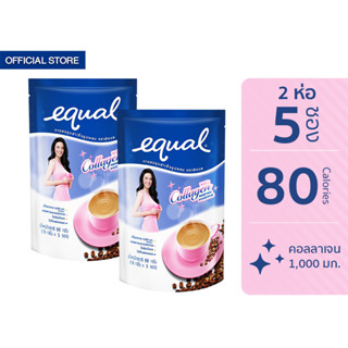 Equal Coffee 5 Sticks อิควล กาแฟปรุงสำเร็จรูป ผสมคอลลาเจน ห่อละ 5 ซอง 2 ห่อ รวม 10 ซอง 0 Kcal