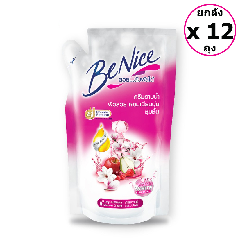 ยกลัง-benice-shower-cream-บีไนซ์-ครีมอาบน้ำ-ชนิดถุงเติม-400-มล-x-12-ถุง