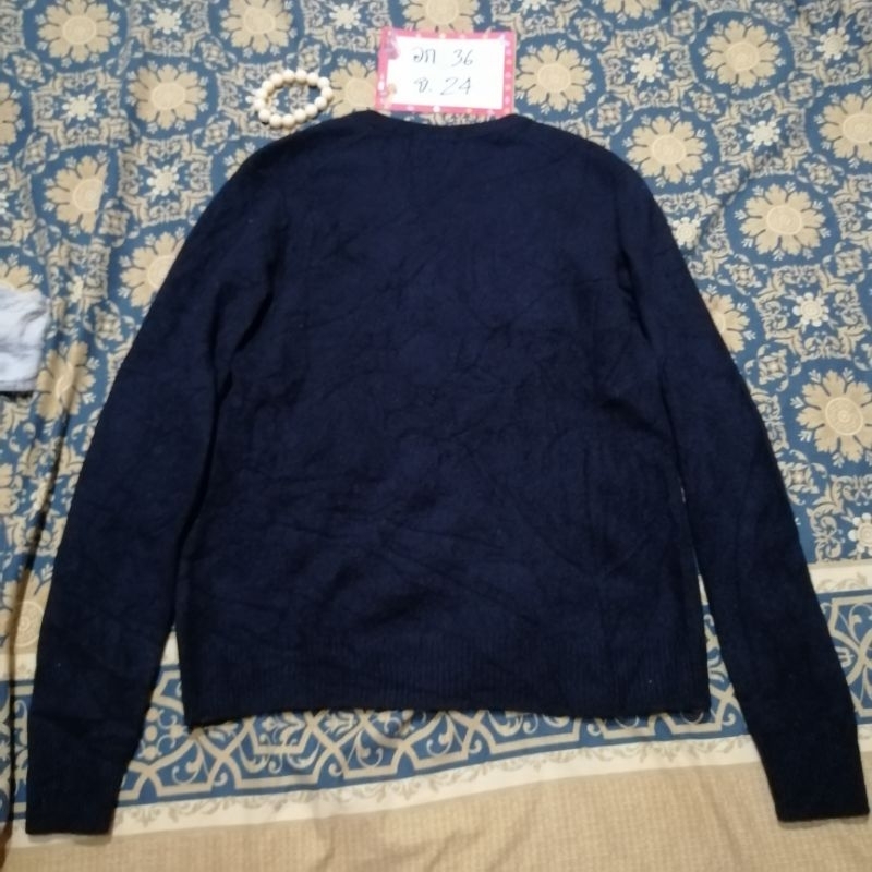 sweater-uniqlo-wool-สภาพ-95-size-m-มือสอง-สเว็ตเตอร์-ยูนิโคล่-ผ้าขน-สัตว์-สีกรม-เสื้อกันหนาว-เสื้อแขนยาว