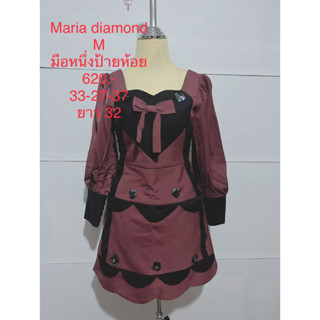 เดรสสั้น สีแดงเลือดหมู สลับดำ MARIA DIAMOND SIZE M