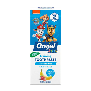ʕ￫ᴥ￩ʔ ยาสีฟันปราศจากฟลูออไรด์ กลืนได้ สำหรับเด็ก Orajel Fluoride-Free Paw Patrol