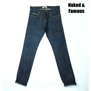 ยีนส์ริมแดง Selvedge Naked &amp; Famous เอว 31 ผ้าด้าน สีเข้ม ขาเดฟ (ตำหนิ)