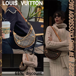 🎈หลุยส์ วิตตอง Louis Vuitton 2022 ใหม่ / loop messenger bag / กระเป๋าสะพายไหล่ / chain half moon bag