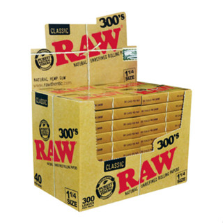 Raw classic creaseless 1 1/4 rolling papers - 300s Whole box 40 packs  12.000 papers