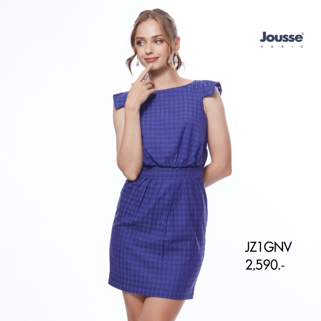 jousse-ชุดเดรส-ชุดแซกสั้น-แขนกุด-สีน้ำเงิน-jz1gnv