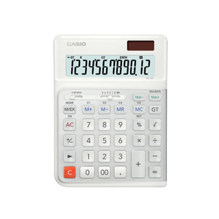 Casio Calculator เครื่องคิดเลข  คาสิโอ รุ่น  DE-12E-WE แบบถนอมสุขภาพ ข้อมือและนิ้ว   12 หลัก สีขาว