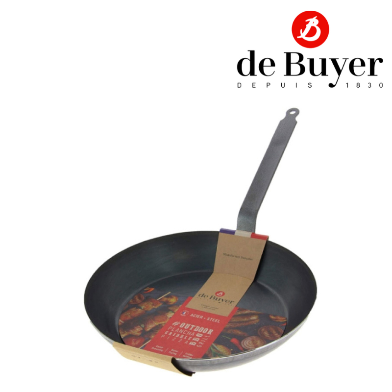 de-buyer-5400-round-blue-steel-pan-outdoor-กระทะเหล็ก