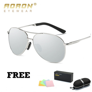 AORON -8013 [ กรอบเงิน ] แว่นตากันแดด เลนส์ HD Polarized UV400 สินค้าพร้อมส่งจากไทย