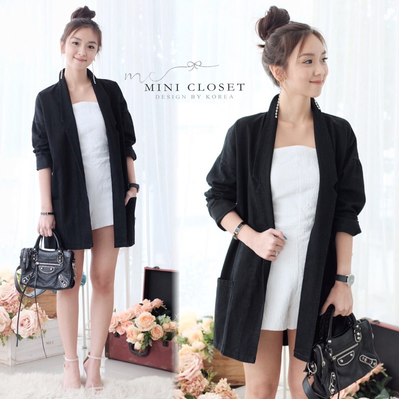 m2-lady-denim-blazer-เสื้อคลุมยีนส์-แขนยาว-เสื้อคลุมแฟชั่น-สไตล์เกาหลี-minicloset