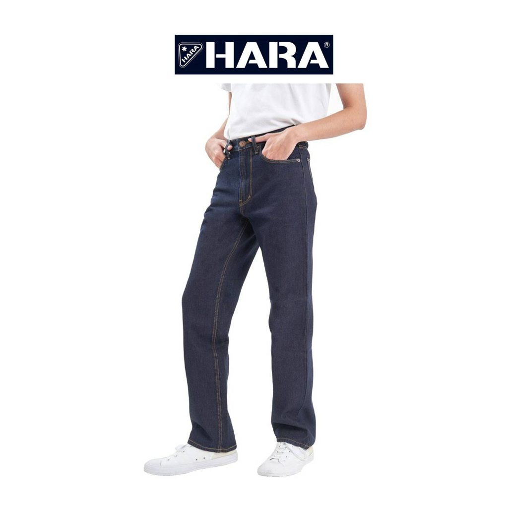 Hara กางเกงยีนส์ผู้ชาย สีน้ำเงินเข้ม NAVY Original Regular Fit ทรง