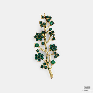 Green Flower Branch Gold Brooch-เข็มกลัดดอกไม้สีเขียว