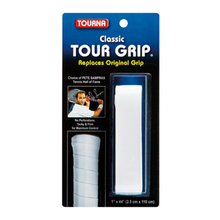 Tourna กริ๊ปเทปพันด้ามไม้ Classic Tour Grip 1.8mm Replacement Grip Tape Racket Tennis | White (078914197734 , CTGS-W-N)