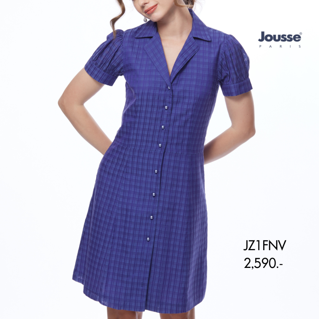 jousse-ชุดเดรส-ชุดแซกสั้น-สีน้ำเงิน-แขนสั้น-jz1fnv