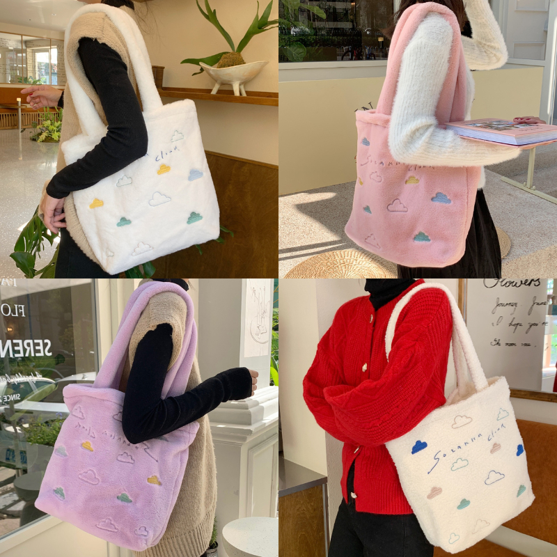 พร้อมส่งจากไทย-149-fur-tote-bag-กระเป๋าผ้าสะพายข้าง-ขนนุ่ม-สามารถใส่-ipad-pro-12-9-ได้-จุของได้เยอะ