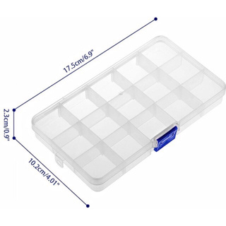 กล่องอเนกประสงค์ กล่องพลาสติก 15 ช่อง กล่องเก็บของ กล่องเก็บเครื่องประดับ กล่องใส่เหยือปลอม