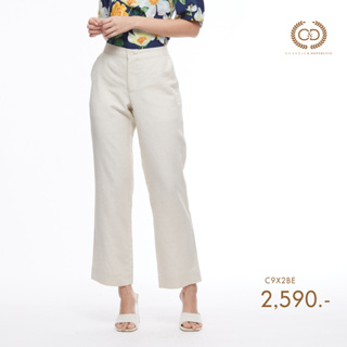 C&amp;D กางเกงขาวยาว กาง﻿เ﻿กงผู้หญิง Linen Pants ทรง Basic Pants ขายาว ทรงกระบอก ( C9X2BE )