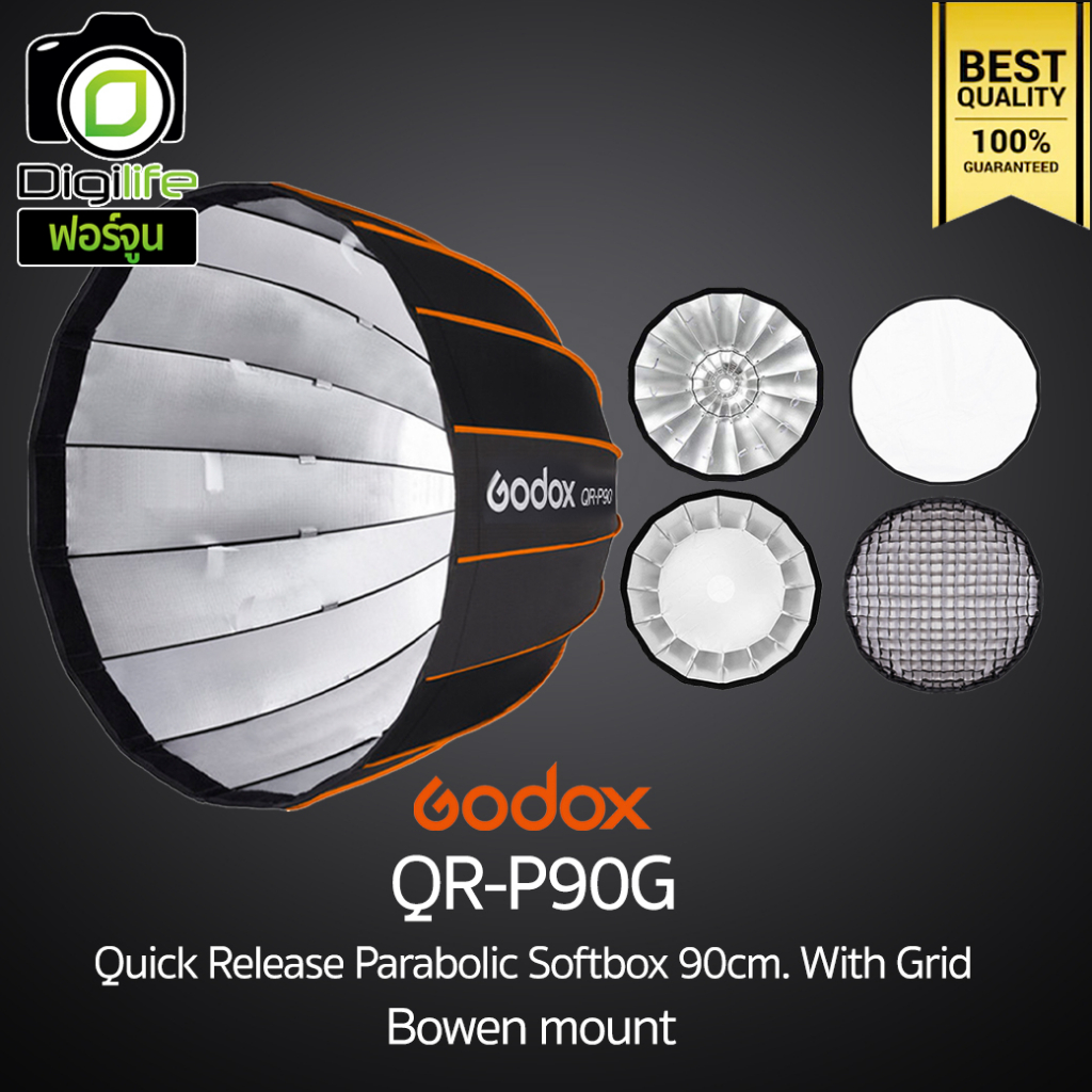 Godox Softbox QRP90G Quick Release Parabolic Softbox 90cm. With Grid