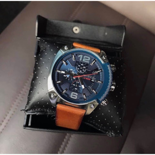 🎀 (สด-ผ่อน) นาฬิกาสายหนัง DZ4400 Diesel Mens Overflow Watch สายหนัง สีน้ำตาล หน้าปัด สีนำ้เงินขนาด 49x54 มิล