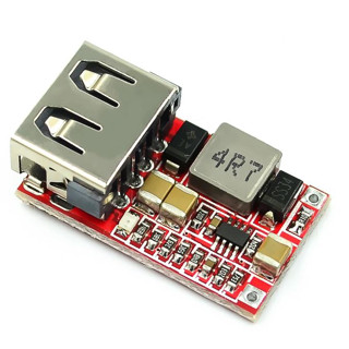 โมดูลลดแรงดัน 6-24V เป็น 5V3A Thin USB Charger Module for Car DC Buck Converter Efficiency 97.5%