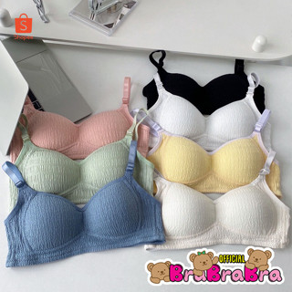 🧸💦𝑩𝒓𝒂𝑩𝒓𝒂𝑩𝒓𝒂⛱️🧸  เสื้อใน ผ้าย่น สีพาสเทล ไร้โครง ใส่สบาย #bra-198