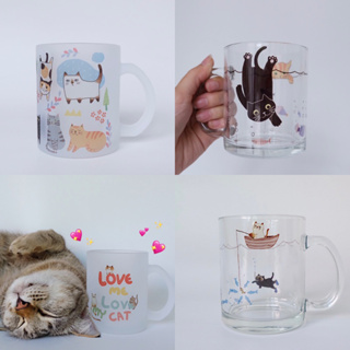 VILAN Glass mug แก้วใส / แก้วขุ่น ลายแมว